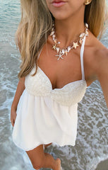 Valentina Mini Dress ~ White Chiffon Embellishment
