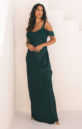 Bella Maxi Dress ~ Deep Emerald Luxe Satin
