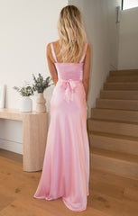 Lana Maxi Dress ~ Light Pink Luxe Satin