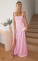 Lana Maxi Dress ~ Light Pink Luxe Satin