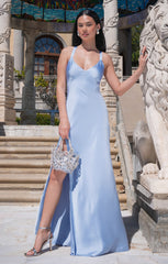 Anderson Maxi Dress ~ Borrowed Blue Luxe Satin