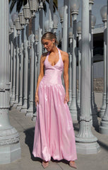 Eliza Maxi Dress ~ Light Pink Light Taffeta