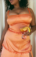 Lady Corset Dress ~ Cantaloupe Luxe Satin