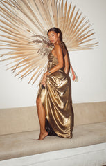 Paros Maxi Dress ~ Pleated Gold