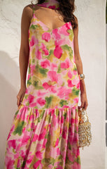 Dalia Maxi Dress ~ Watercolor Floral Chiffon