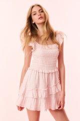 Aline Gingham Eyelet Mini Dress