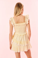 Aline Gingham Eyelet Mini Dress - HONEYCOMB