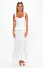 Pauline Peplum Dress ~ White