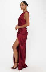 Jodie Dress ~ Cranberry Luxe Satin