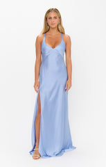 Anderson Maxi Dress ~ Borrowed Blue Luxe Satin