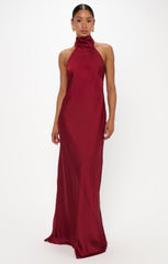 Lisa Maxi Dress ~ Cranberry Luxe Satin