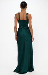 Lana Maxi Dress ~ Deep Emerald Luxe Satin