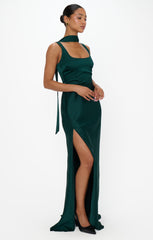 Lana Maxi Dress ~ Deep Emerald Luxe Satin