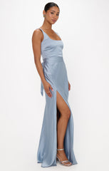 Lana Maxi Dress ~ Steel Blue Luxe Satin