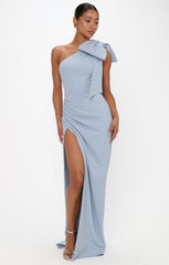 Bliss Bow Dress ~ Steel Blue Stretch