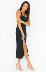 Eden Midi Dress ~ Black Stretch
