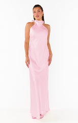 Lisa Maxi Dress ~ Light Pink Luxe Satin