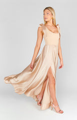 Harper Maxi Dress ~ Champagne Luxe Satin