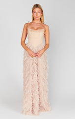 Francesca Maxi Dress ~ Champagne Tulle Ruffle