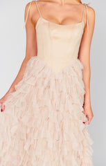 Francesca Maxi Dress ~ Champagne Tulle Ruffle