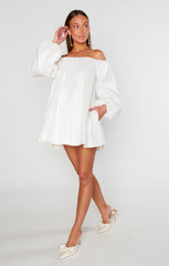 Brenna Mini Dress ~ White Taffeta