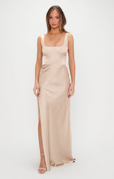 Lana Maxi Dress ~ Champagne Luxe Satin