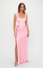 Lana Maxi Dress ~ Light Pink Luxe Satin