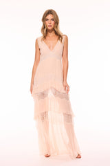 Callista Silk Lace-Trimmed Maxi Dress