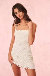 Camara Rhinestone Cotton Lace Mini Dress