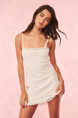 Camara Rhinestone Cotton Lace Mini Dress