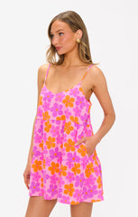 Caroline Mini Dress ~ Pink Daisy
