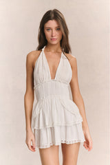 Deanna Halter Mini Dress - TRUE WHITE