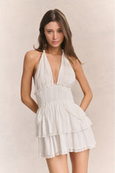 Deanna Halter Mini Dress - TRUE WHITE