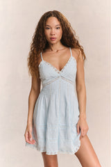 Docila Cotton Mini Dress - BLUE