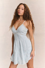 Docila Cotton Mini Dress - BLUE