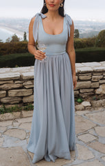 Harper Maxi Dress ~ Steel Blue Chiffon