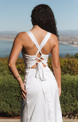 Mina Midi Dress ~ Ivory Luxe Satin