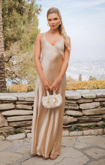 Anderson Maxi Dress ~ Champagne Luxe Satin