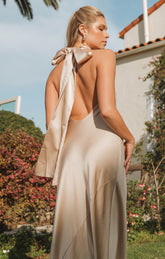 Lisa Maxi Dress ~ Champagne Luxe Satin