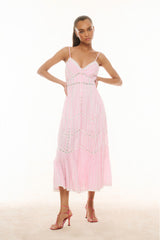 Esilda Cotton Midi Dress - CAPTIVA PINK