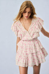 Gwen Fragrance Print Cotton Mini Dress - STERLING DUSK