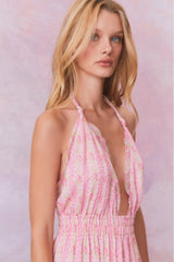 Love Heirloom Print Halter Maxi Dress