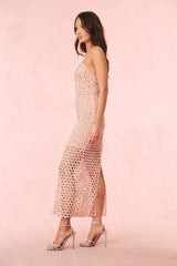 Lunaria Rhinestone Cotton Lace Maxi Dress