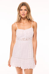 Maera Cotton Lace-Trimmed Mini Dress