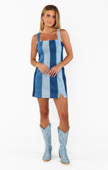Coronado Corset Dress ~ Shady Indigo Stripe