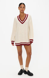 Tailgate Sweater Dress ~ Cranberry Cable Knit