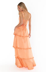 Lady Corset Dress ~ Cantaloupe Luxe Satin