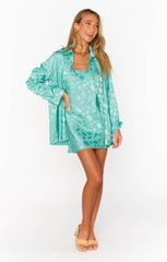 Serenade Mini Dress ~ Aquamarine Shell Satin