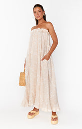Around The World Maxi Dress ~ Sand Shells Gauze