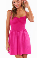 Dixie Mini Dress ~ Hot Pink Poplin